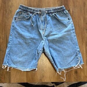 Light Blue Denim Drawstring Shorts